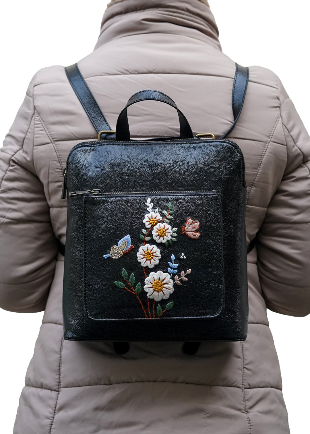 White Daisy Convertible Backpack cum Sling