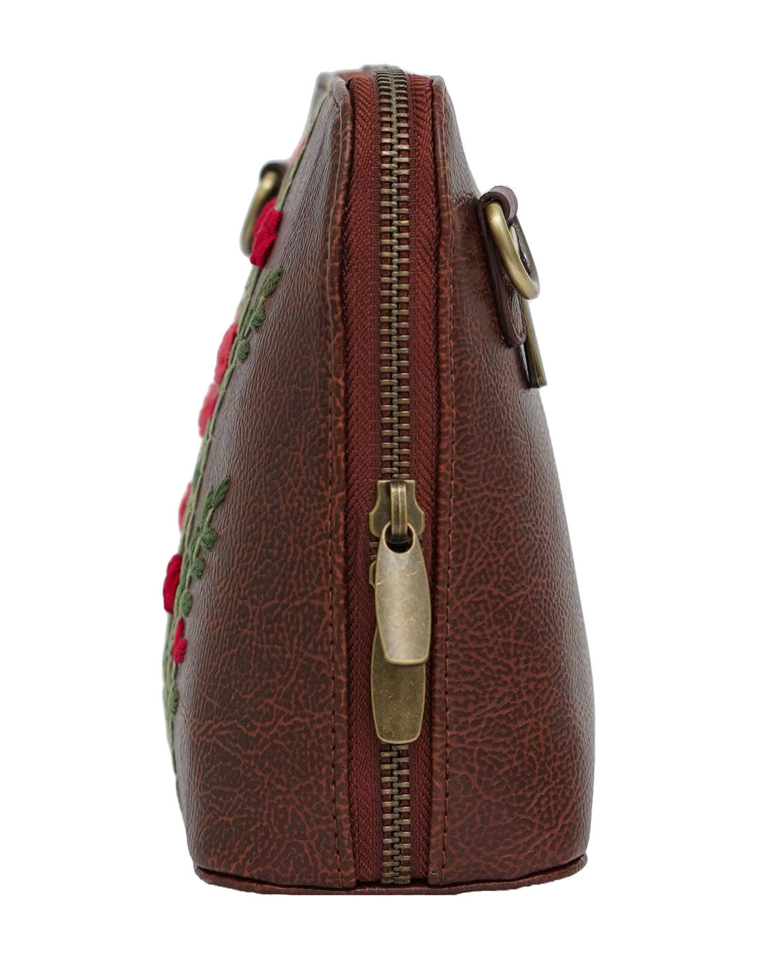 Hand Embroidered Red Rosebuds Venice Sling Bag