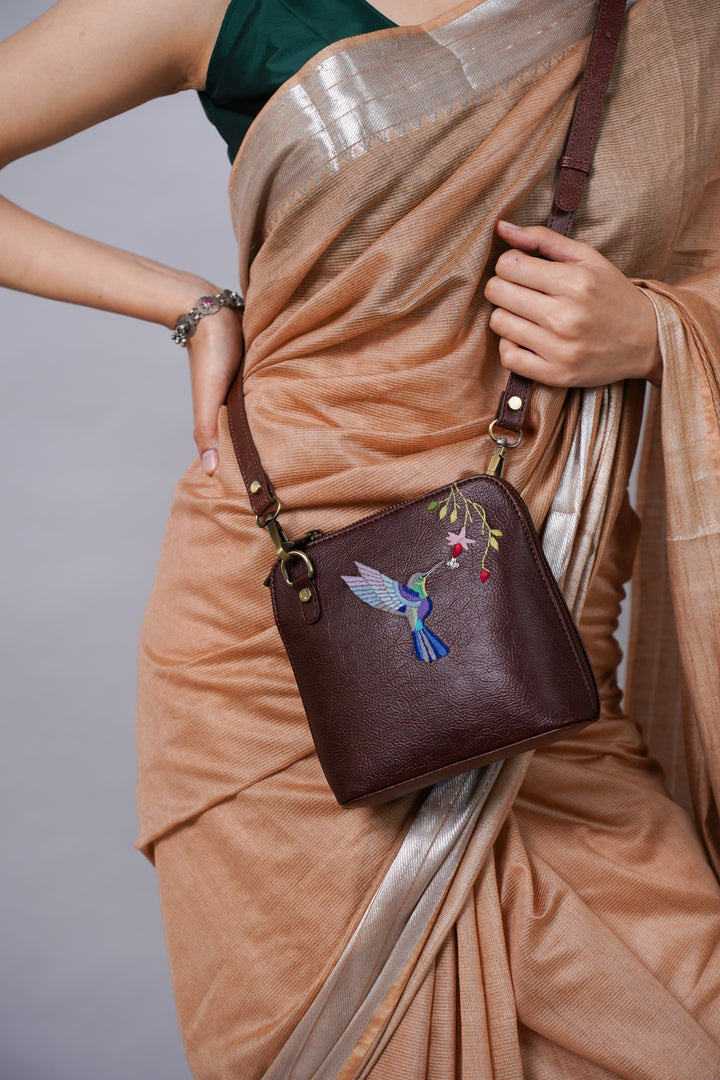Hand Embroidered  Hummingbird Venice Sling Bag