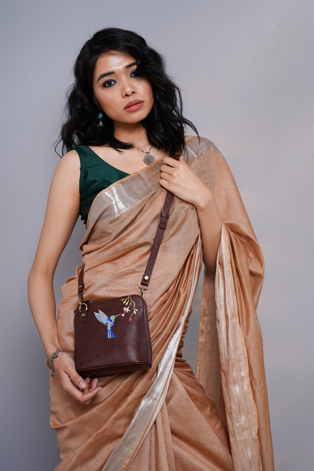 Hand Embroidered  Hummingbird Venice Sling Bag