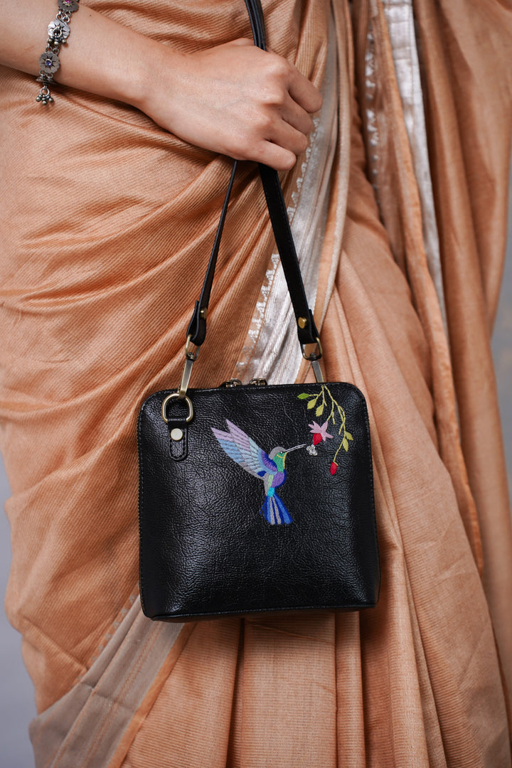 Hand Embroidered  Hummingbird Venice Sling Bag