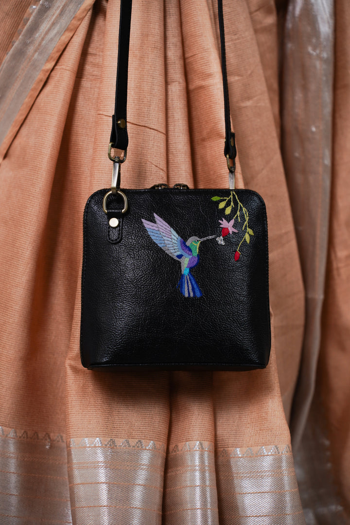 Hand Embroidered  Hummingbird Venice Sling Bag