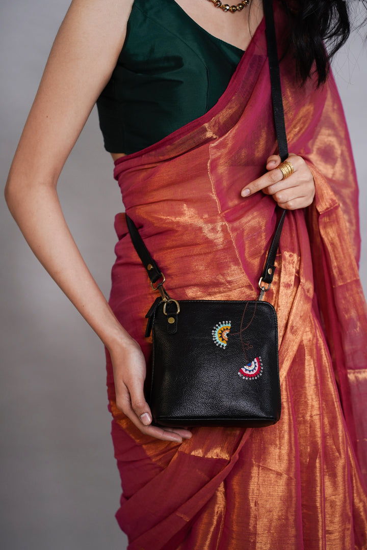 Hand Embroidered Coral Chimes Venice Sling Bag