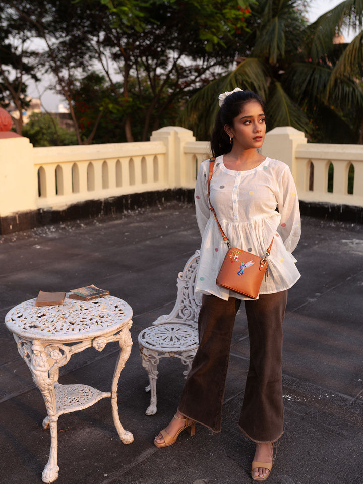 Hand Embroidered Hummingbird Venice Sling Bag