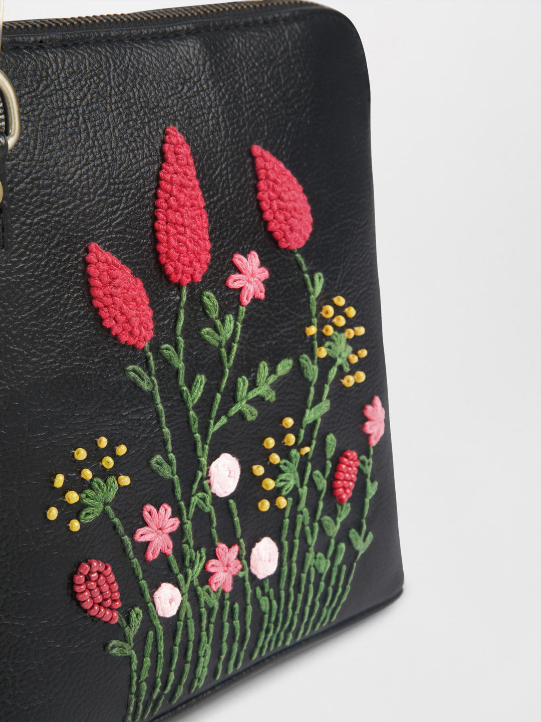 Hand Embroidered Crimson Cornfield Venice Sling Bag