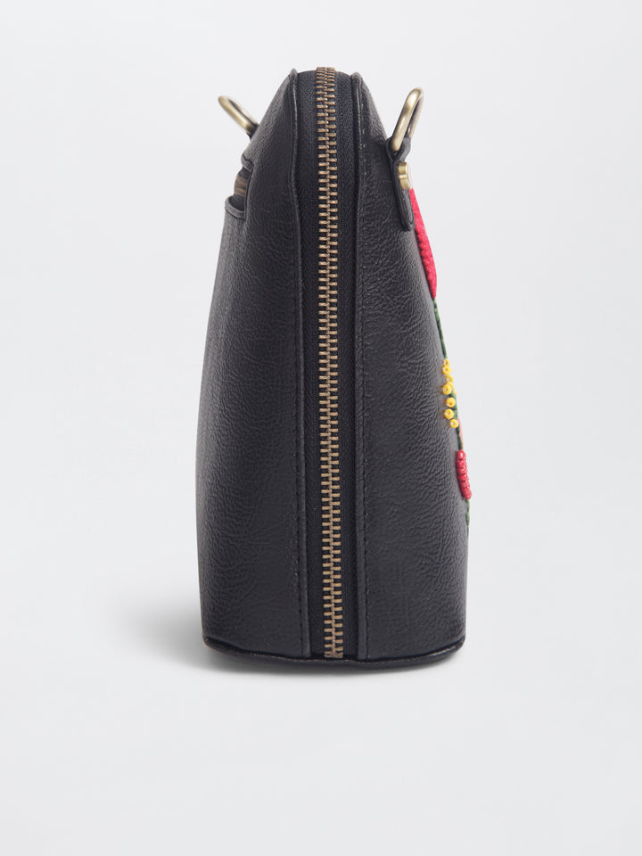 Hand Embroidered Crimson Cornfield Venice Sling Bag