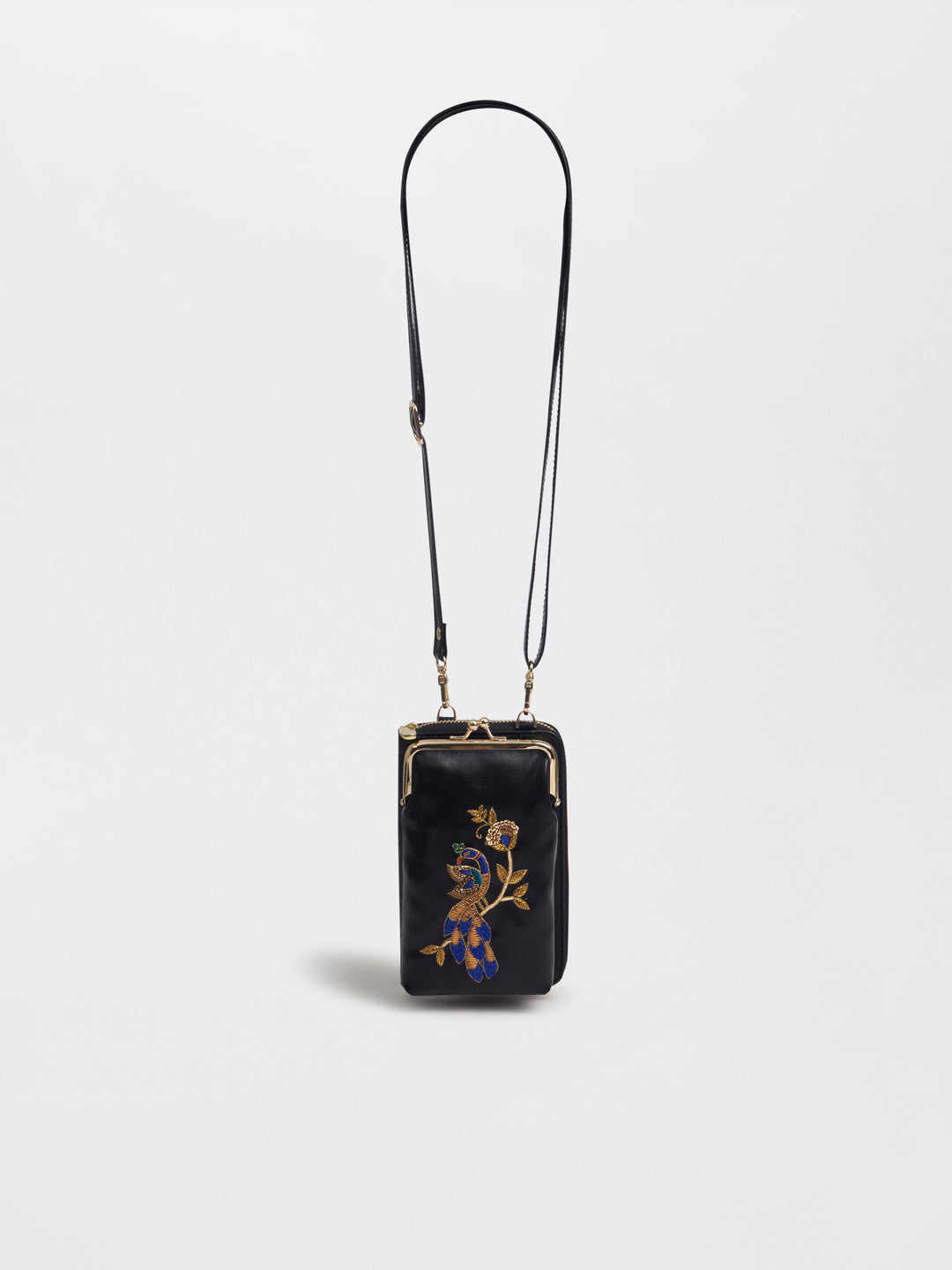 Hand Embroidered Peacock Royale Mobile cum Wallet Sling