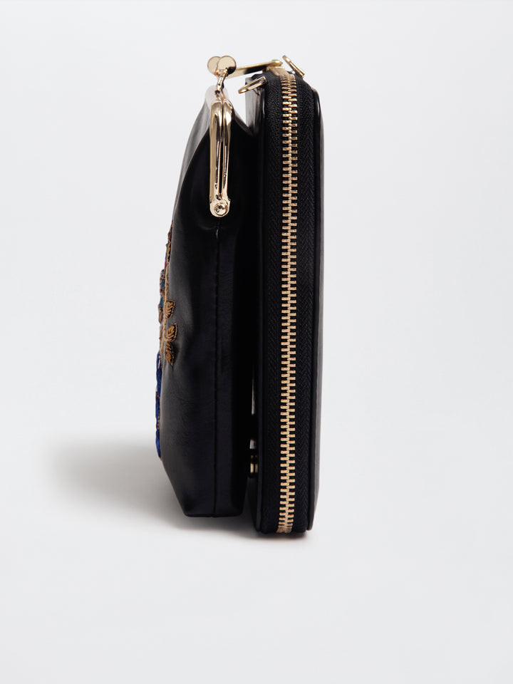 Hand Embroidered Peacock Royale Mobile cum Wallet Sling
