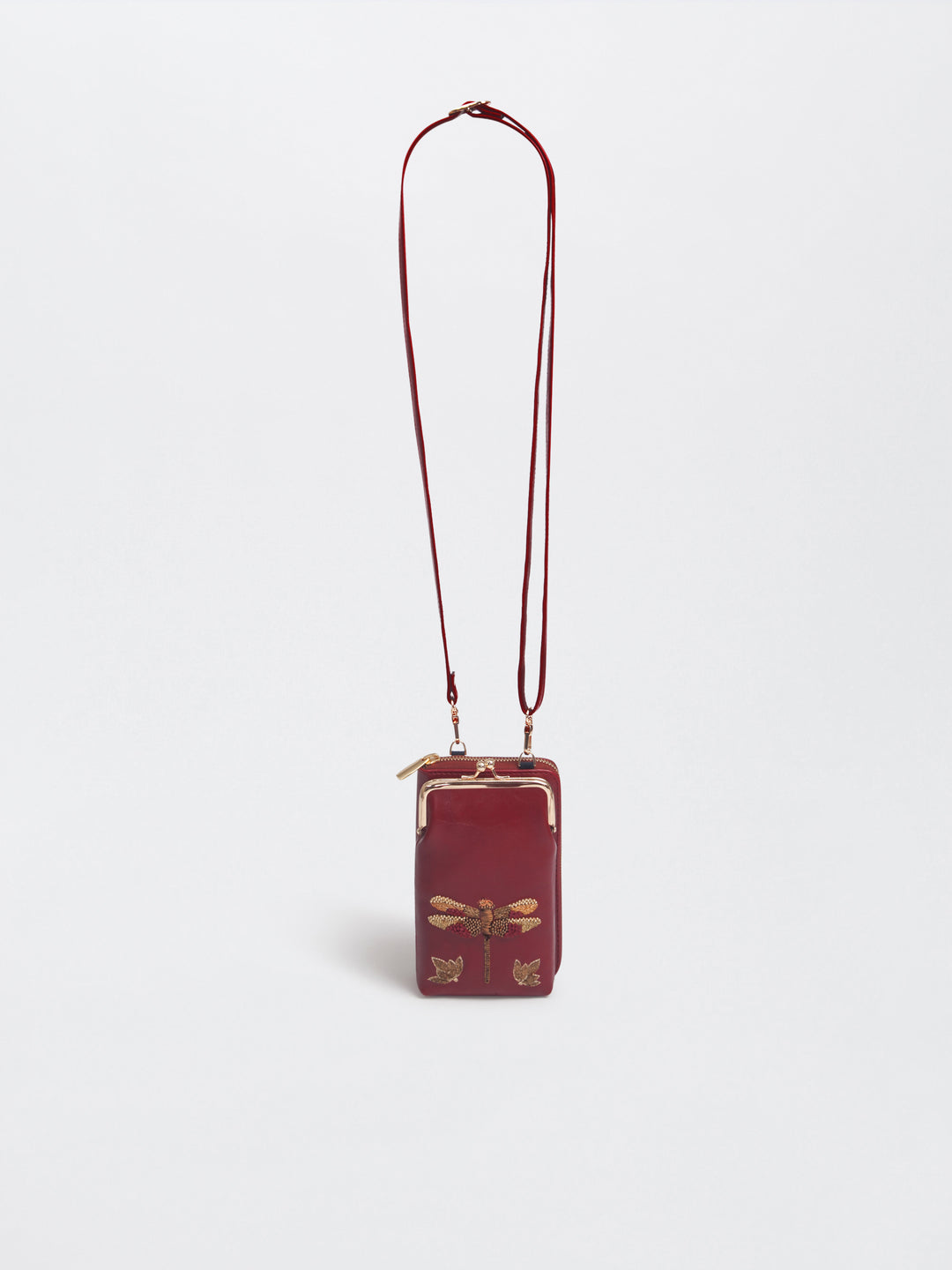 Hand Embroidered Dragonfly Mobile cum Wallet Sling