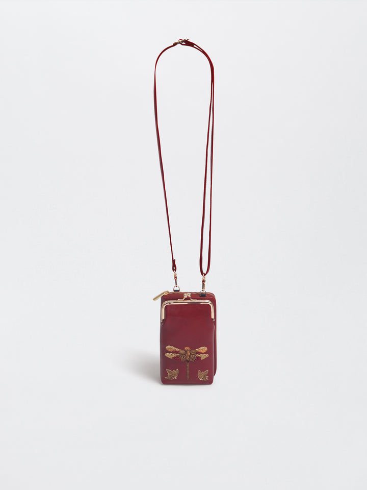 Hand Embroidered Dragonfly Mobile cum Wallet Sling