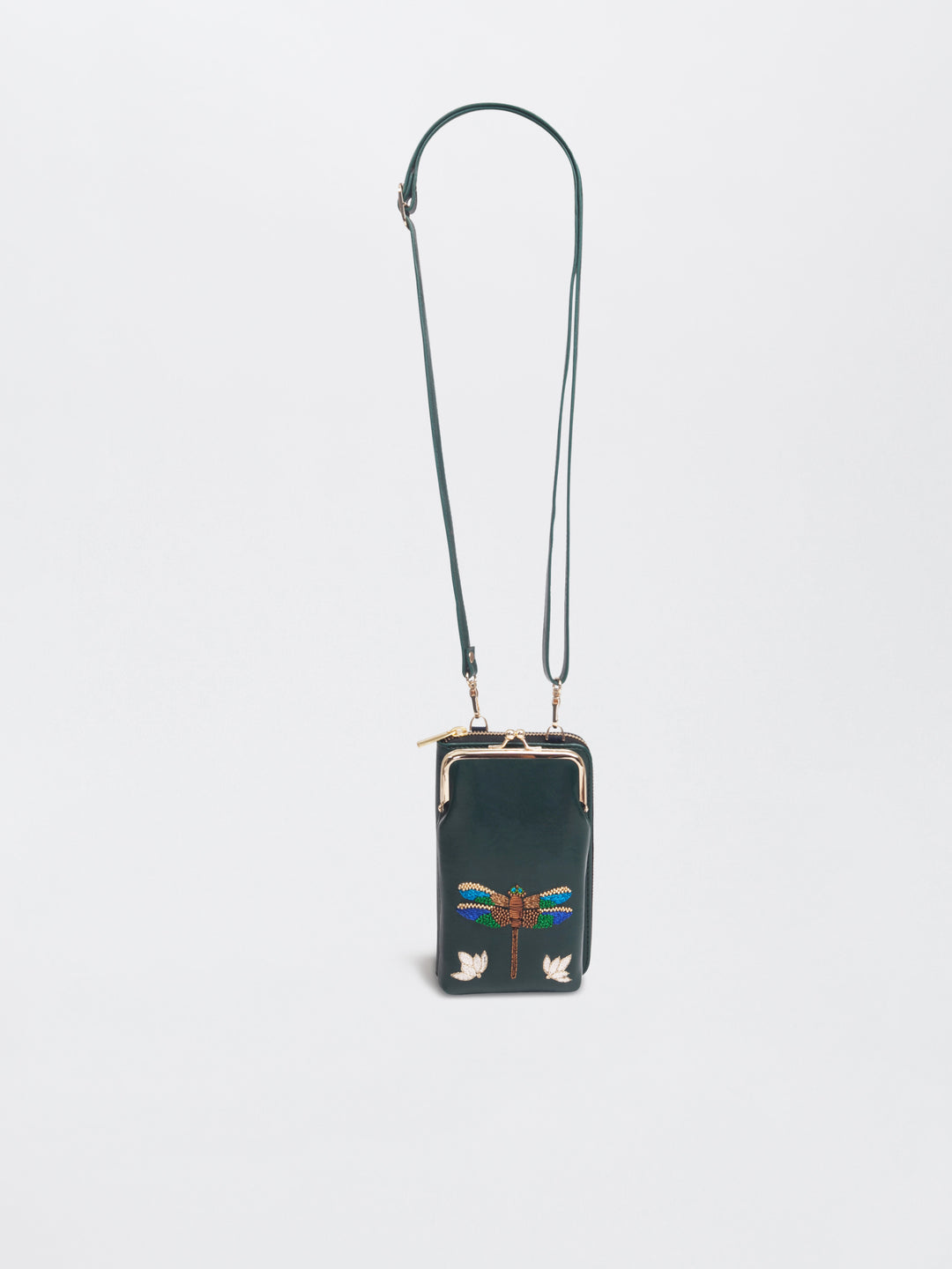 Hand Embroidered Dragonfly Mobile cum Wallet Sling