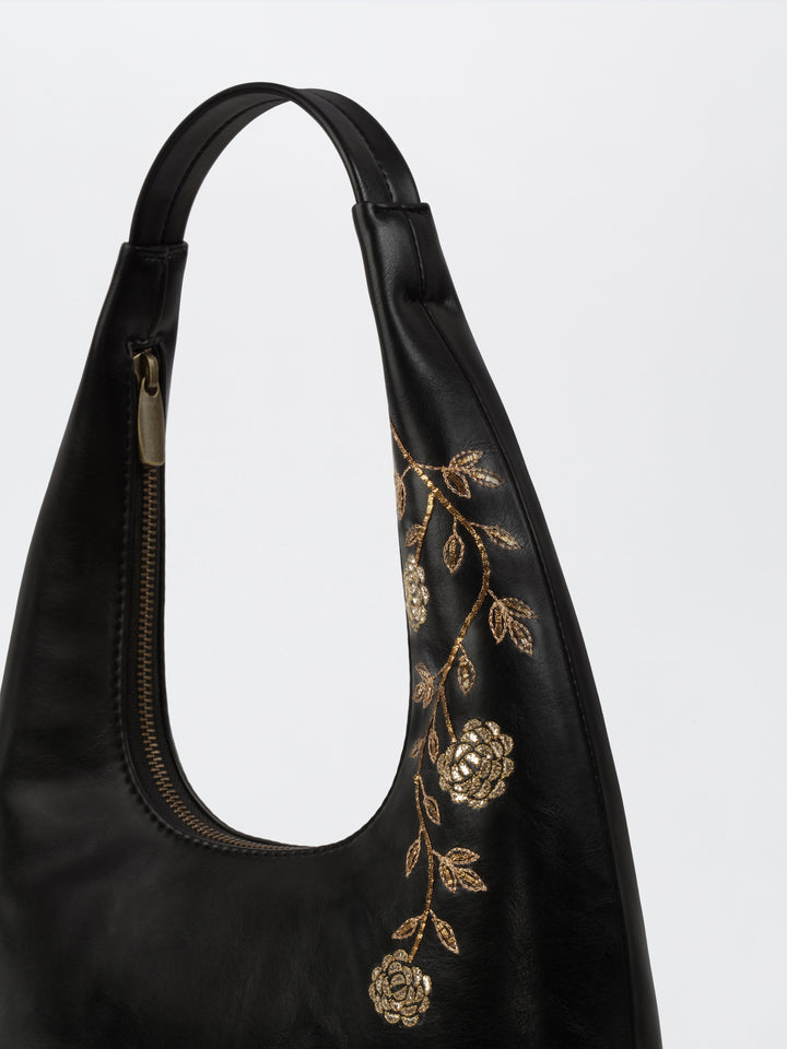 Gulzar Hand Embroidered Shoulder Bag - Royal Black