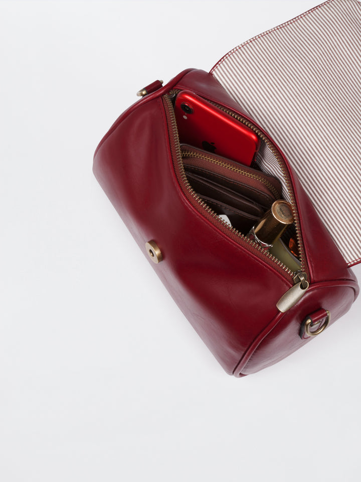 Rosewood Maroon Retro Style Flap Sling
