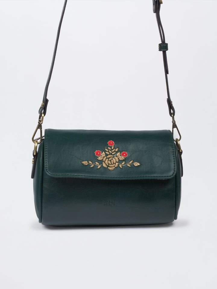 Zari Roses Retro Style Flap Sling - Green