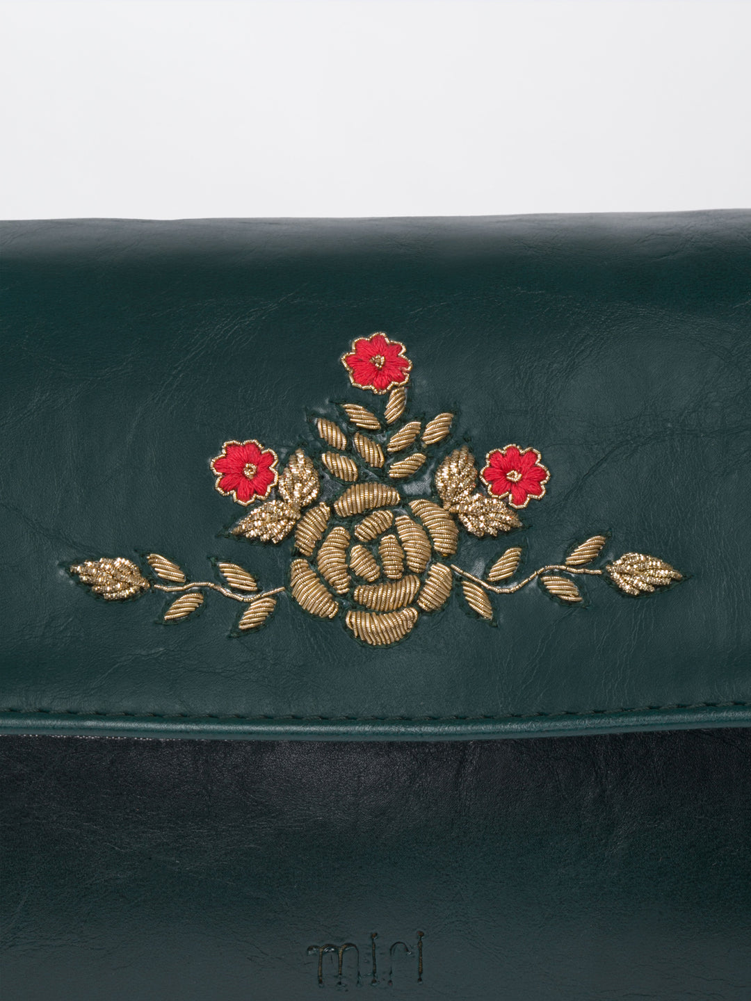 Zari Roses Retro Style Flap Sling - Green