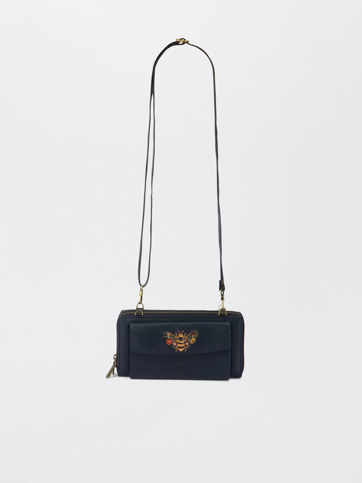 Queenbee Hand Embroidered Wallet Sling - Midnight Blue