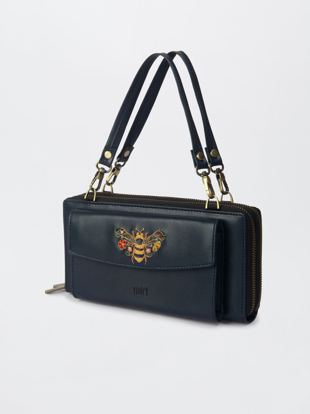 Queenbee Hand Embroidered Wallet Sling - Midnight Blue