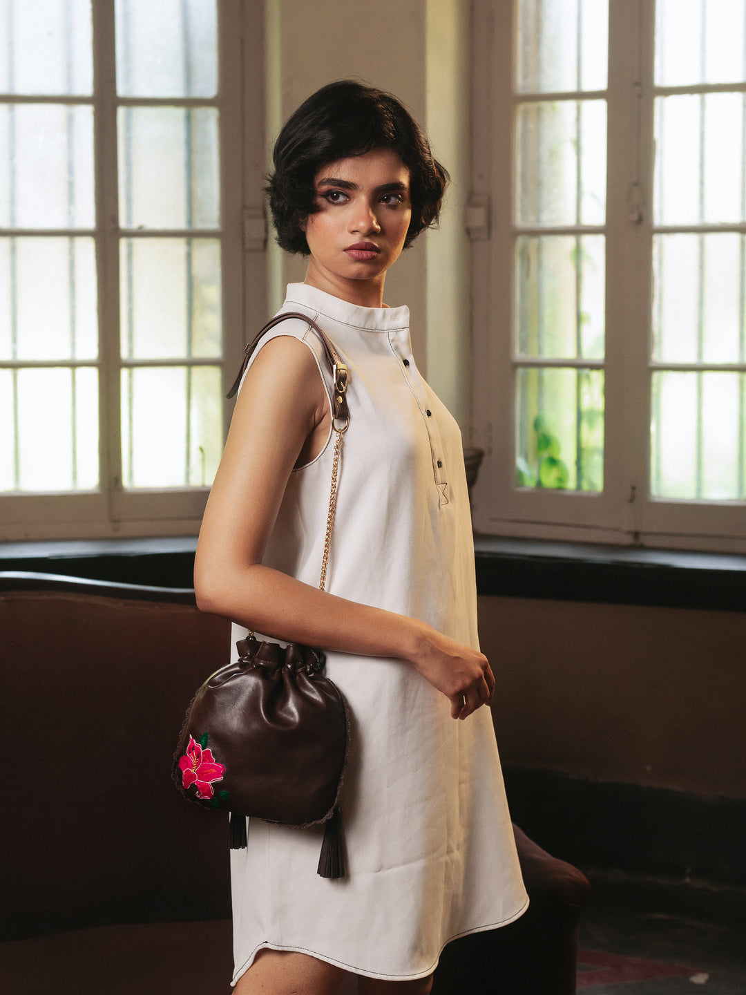 Hand Embroidered Hibiscus Potli Bag