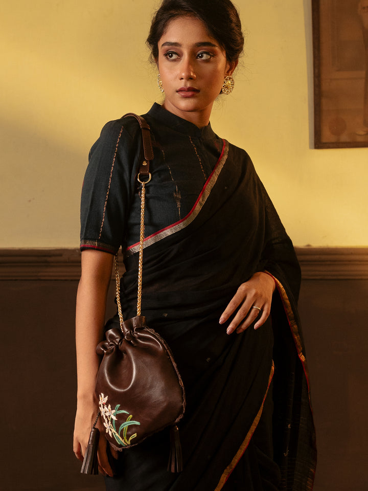 Hand Embroidered Hibiscus Potli Bag