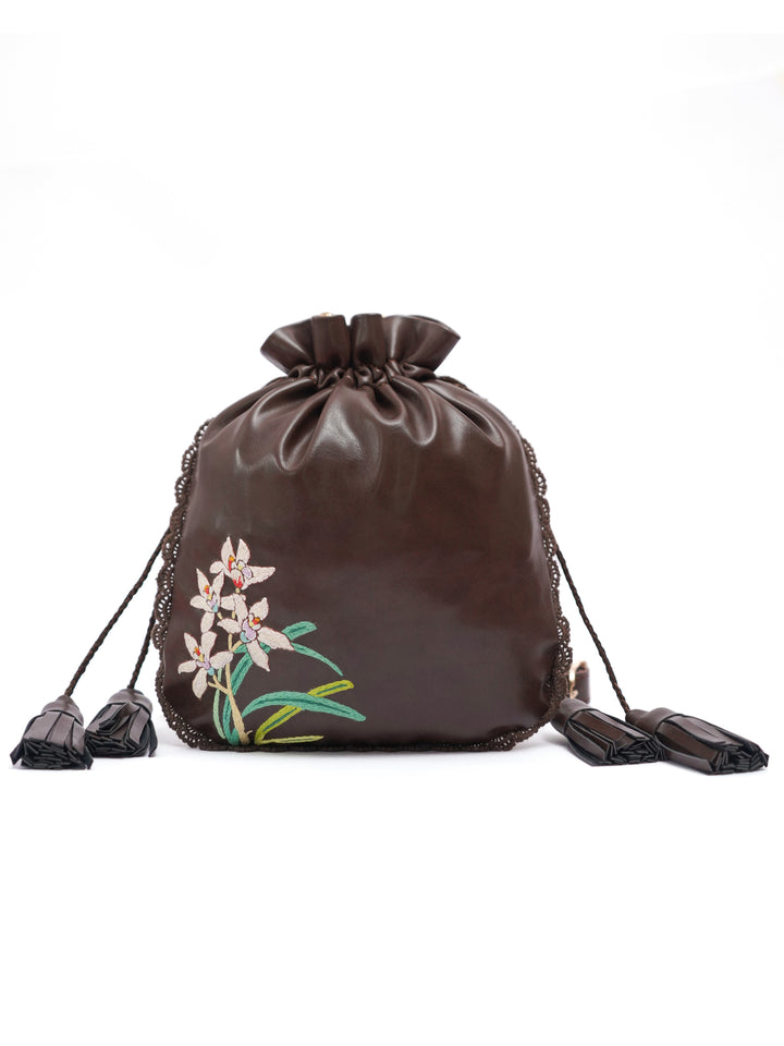 Hand Embroidered Hibiscus Potli Bag