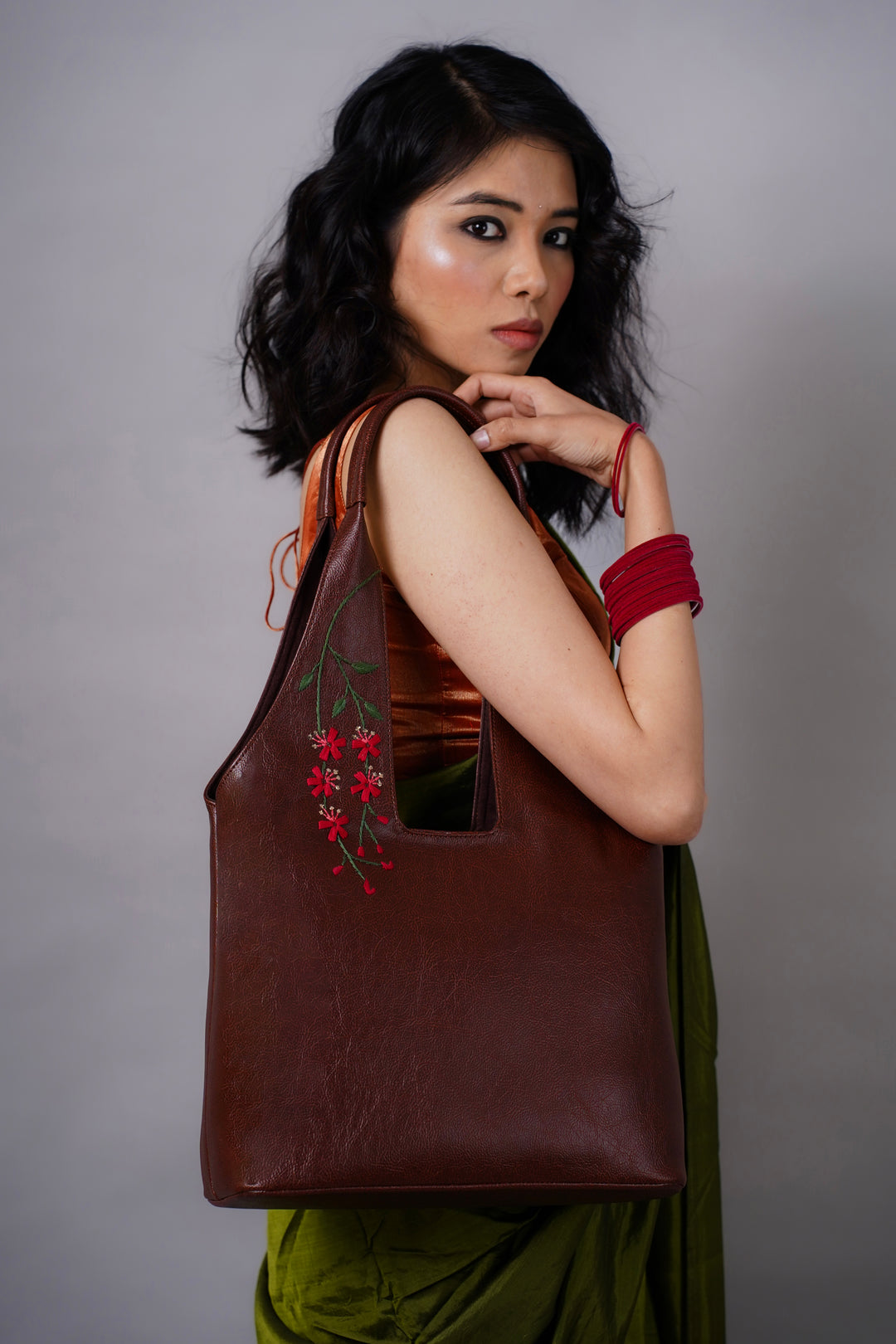 Hand Embroidered Cherry Blossoms Tote Bag