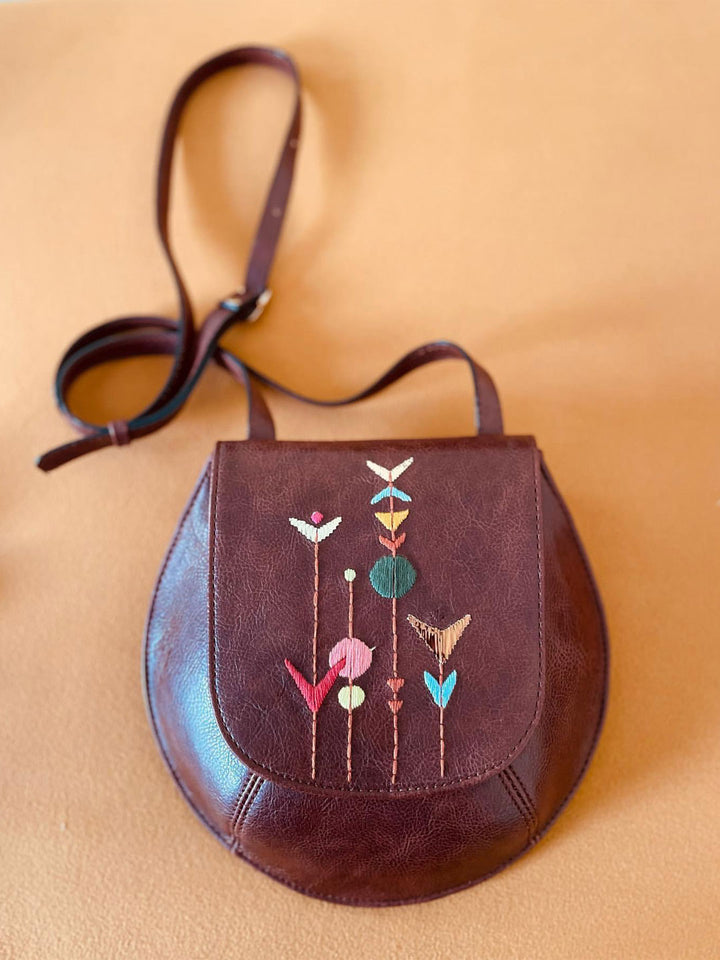Hand Embroidered Metallic Bloom Bianca Sling Bag