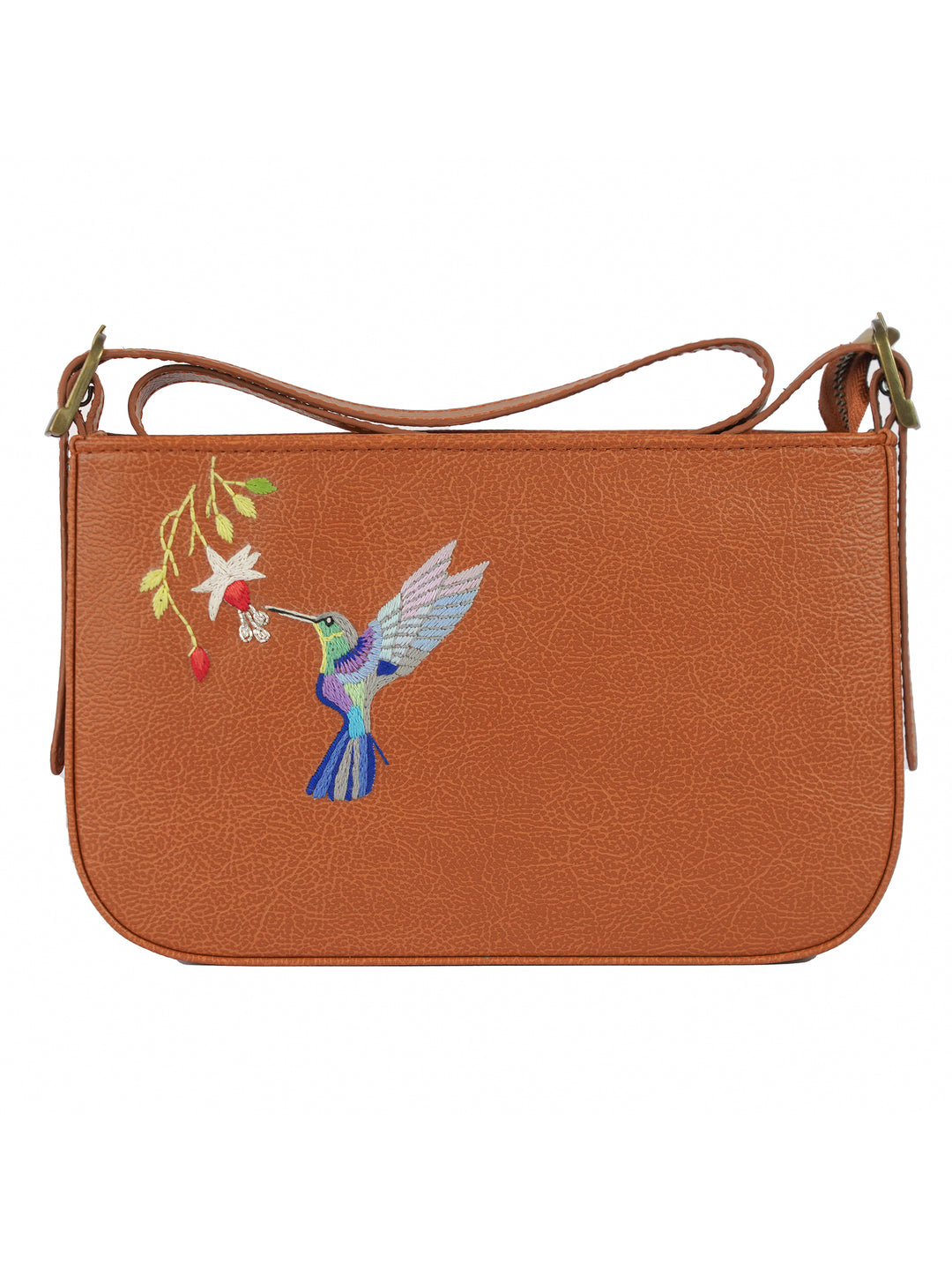 Hand Embroidered Humming Bird Baguette Bag