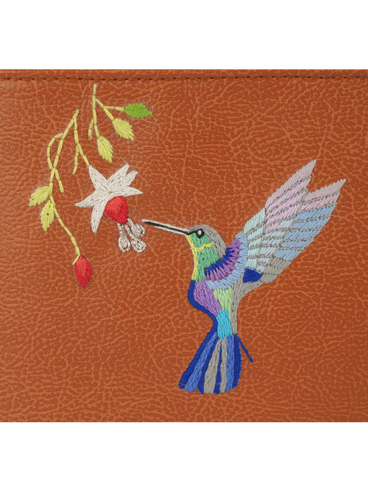 Hand Embroidered Humming Bird Baguette Bag
