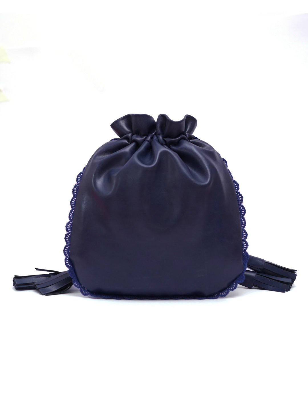 Blue Hand Embroidered Peach Poppies Potli Bag