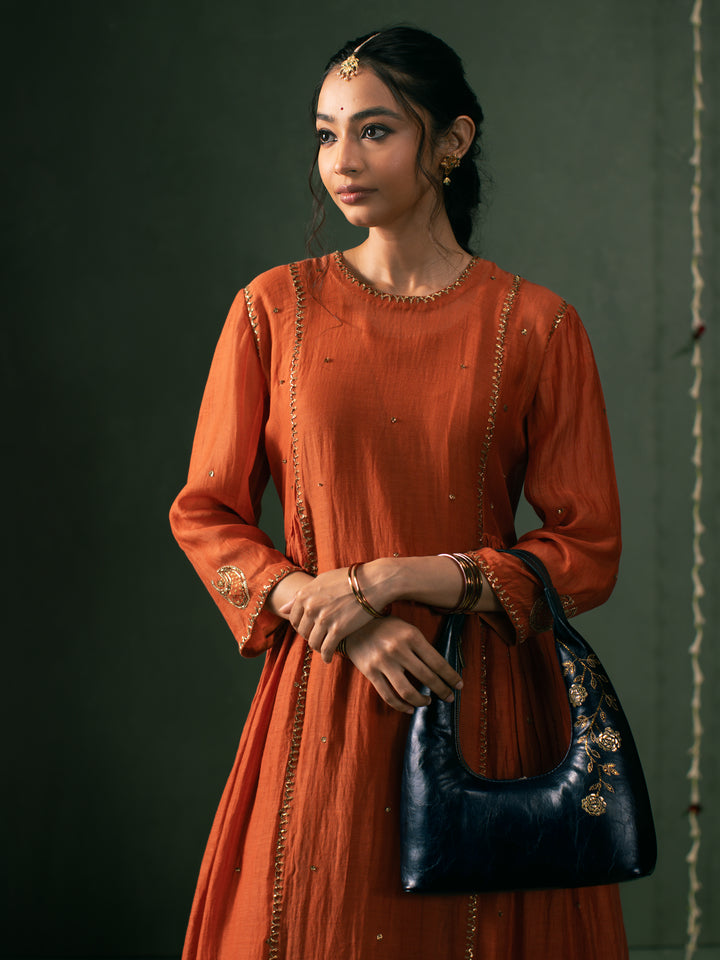 Gulzar Hand Embroidered Tote Bag - Midnight Blue