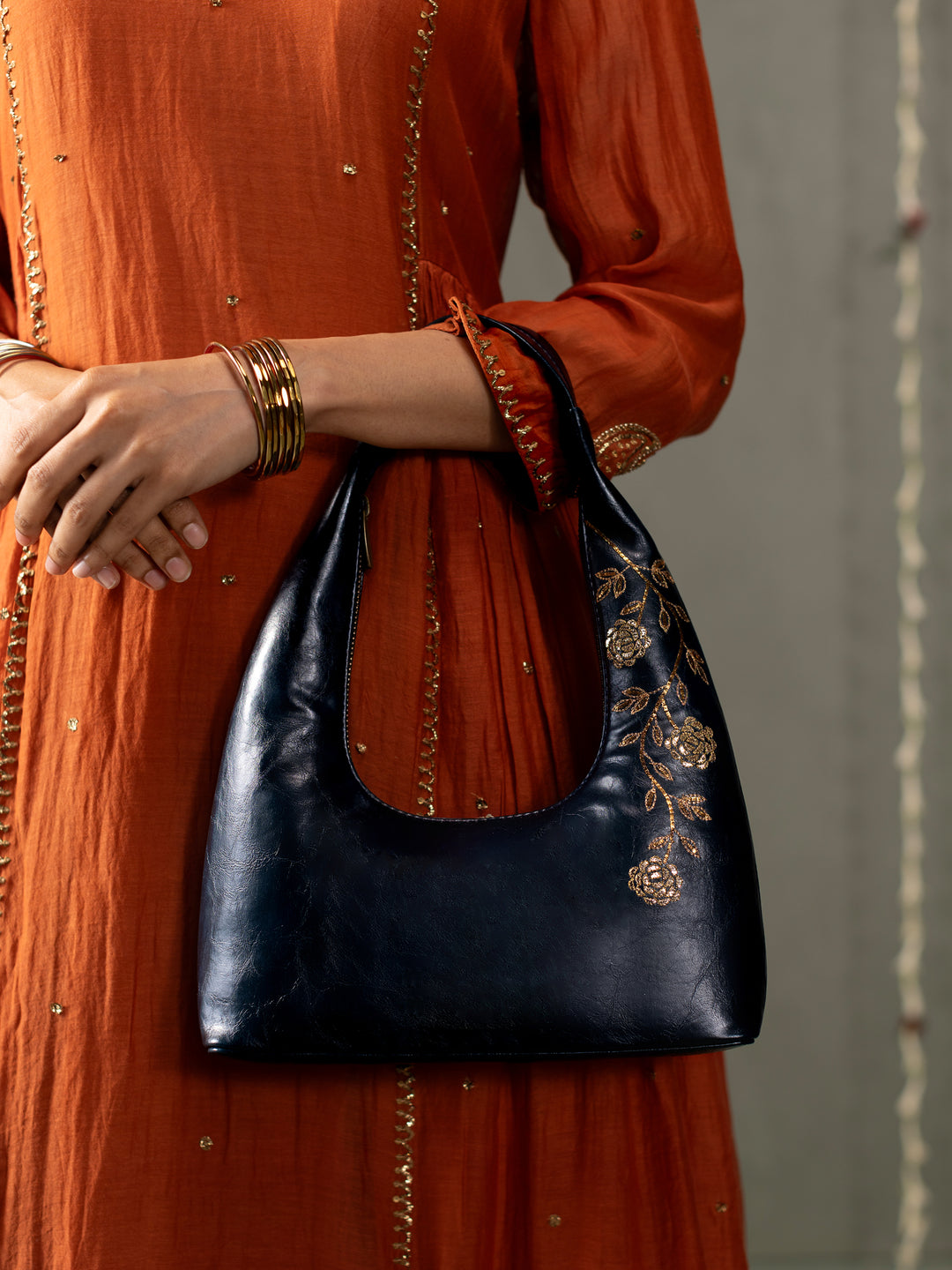 Gulzar Hand Embroidered Tote Bag - Midnight Blue
