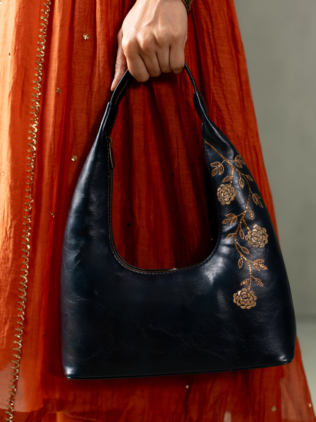 Gulzar Hand Embroidered Tote Bag - Midnight Blue