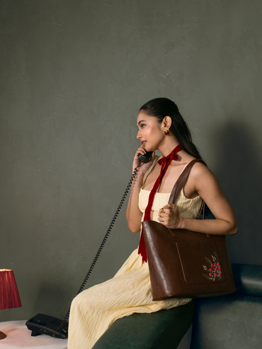 Van Gulab Hand Embroidered Safar Tote - Brown