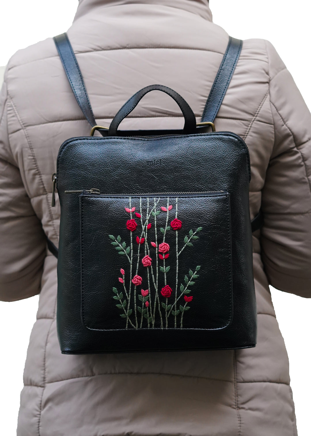 Red Rosebud Convertible Backpack cum Sling