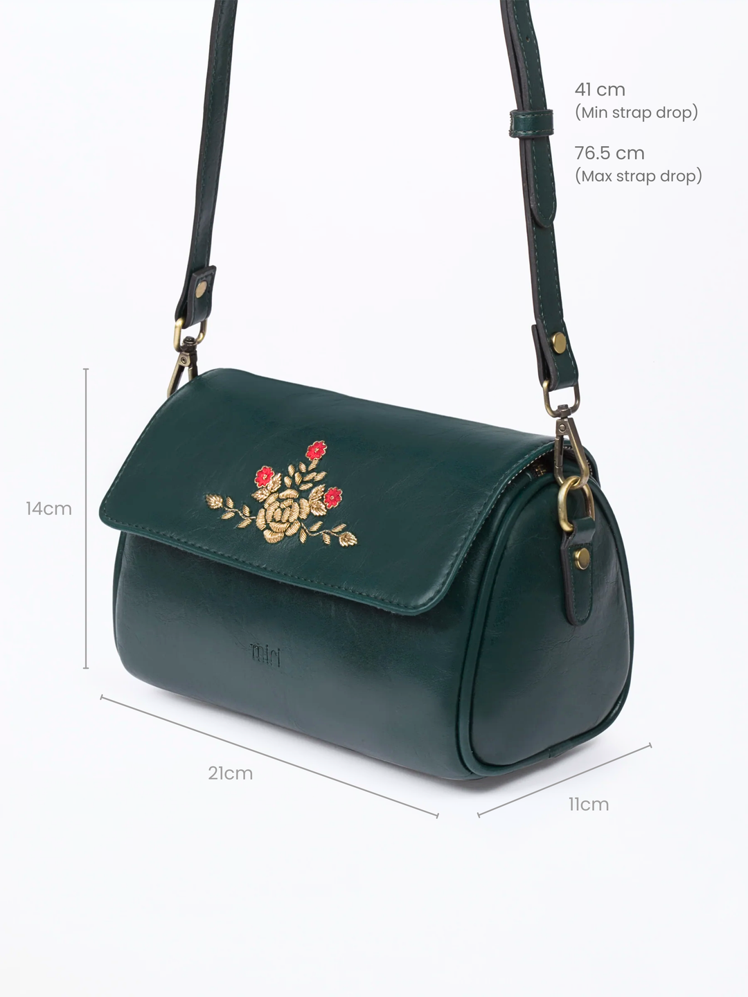 Zari Roses Hand Embroidered 80s Retro Sling - Green