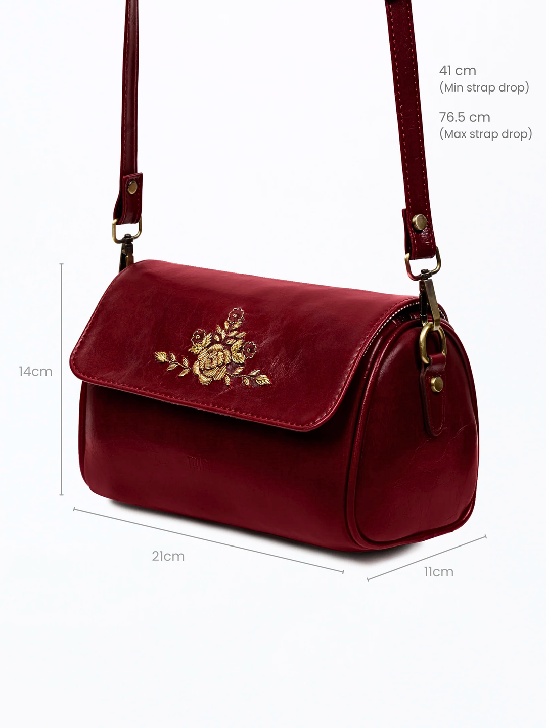 Naqsh - Hand Embroidered 80s Retro Sling - Maroon