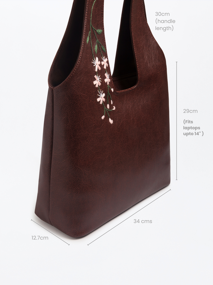 Cherry Blossoms Hand Embroidered Chowk Tote Bag