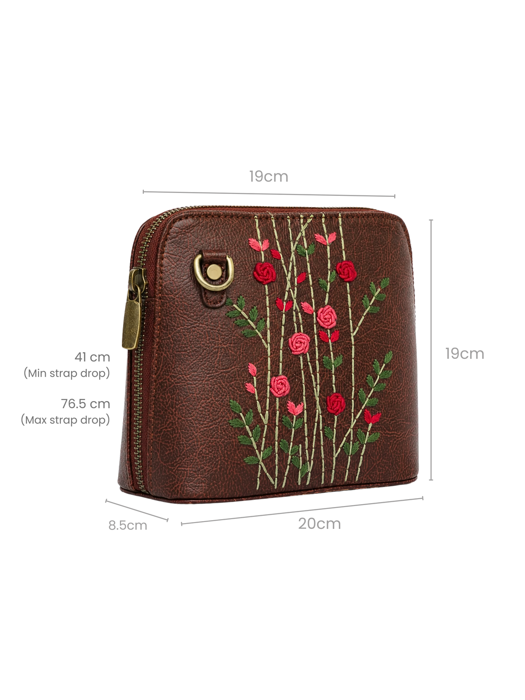 Hand Embroidered Red Rosebuds Colaba Sling Bag