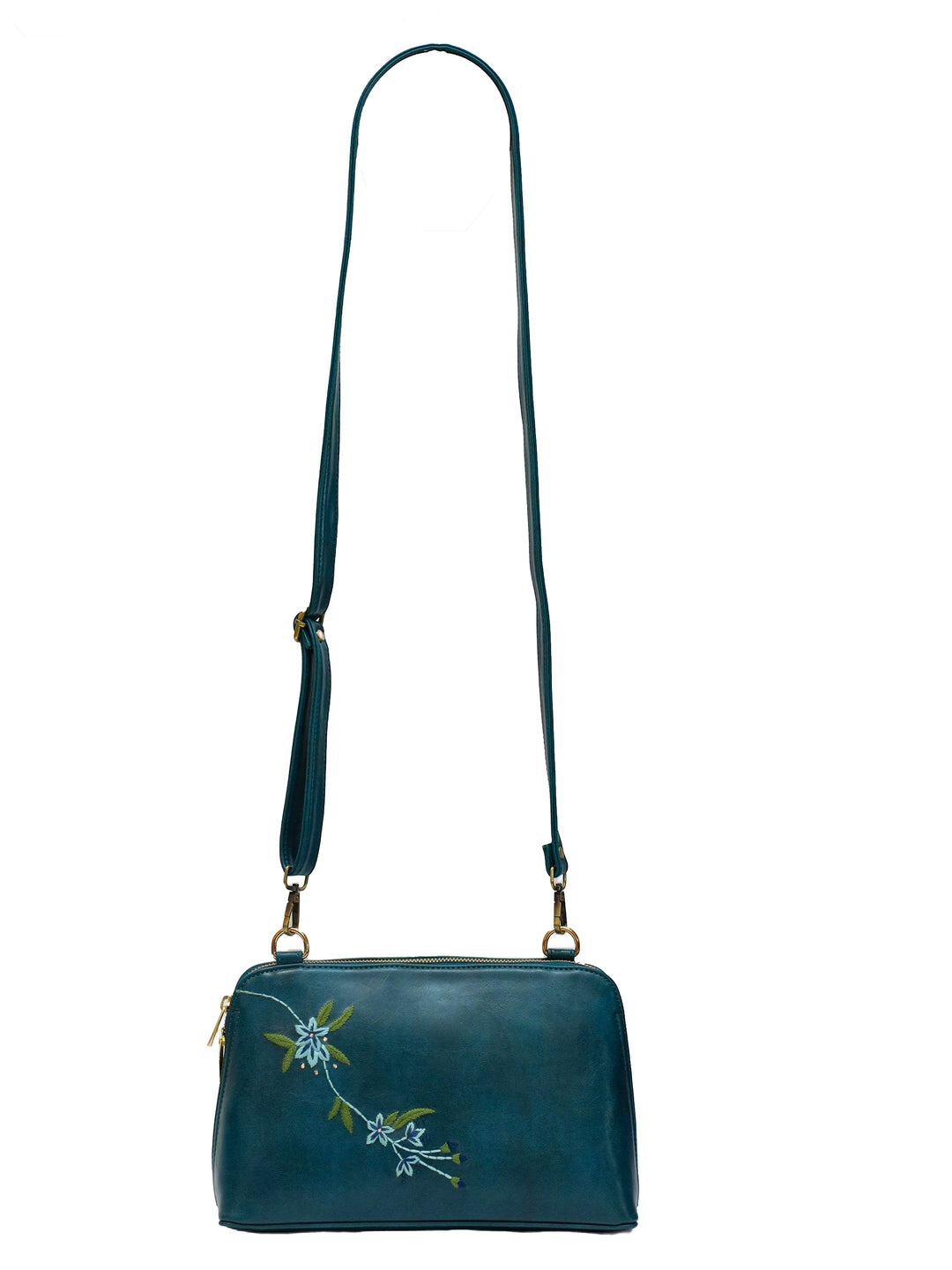 Drifting Bloom Hand Embroidered Lodhi Sling - Blue