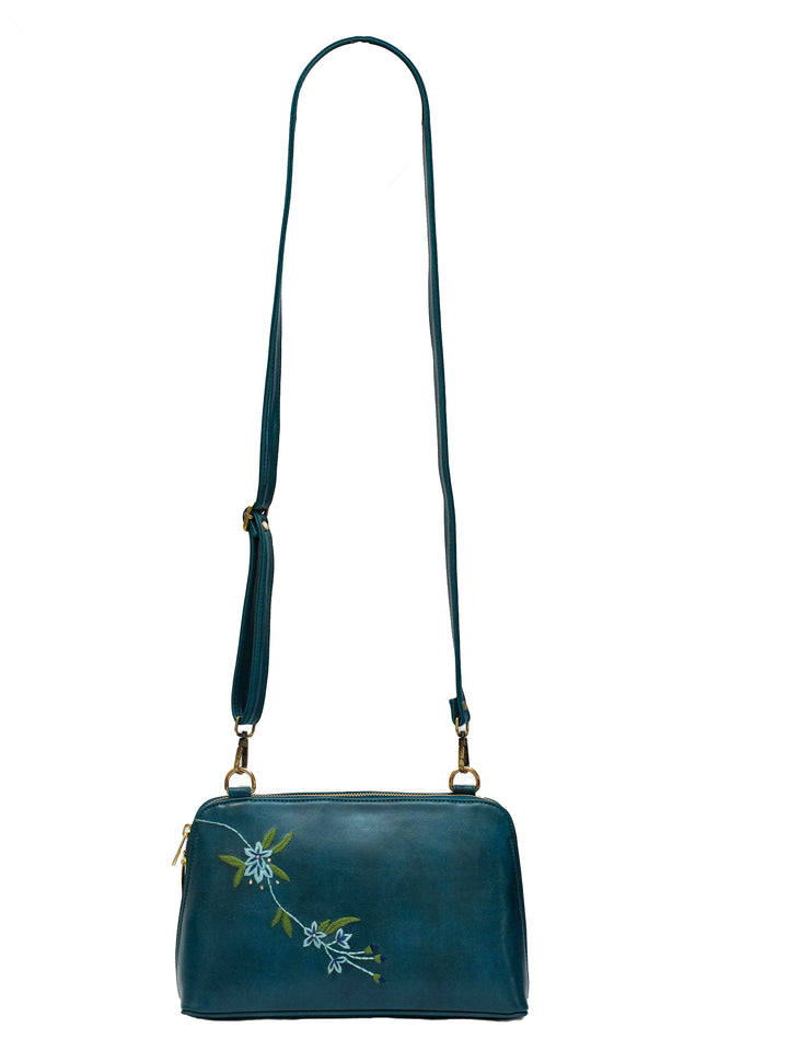 Drifting Bloom Hand Embroidered Lodhi Sling - Blue