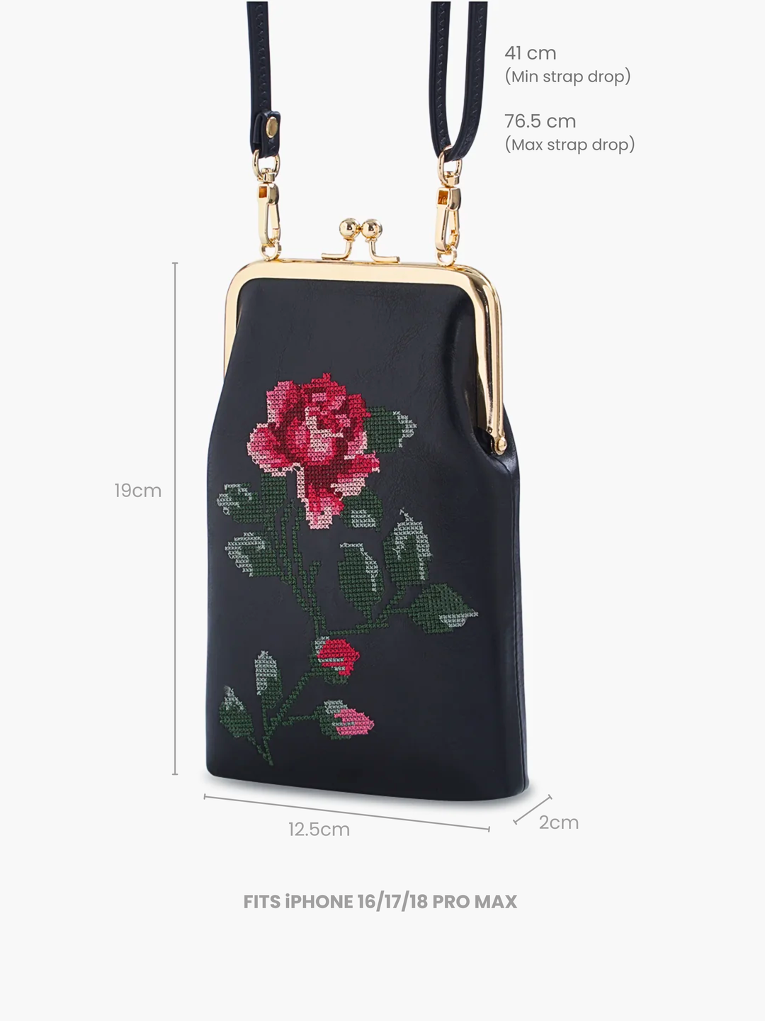 Udhagai Queen Cross Stitched Mobile Slings - Black