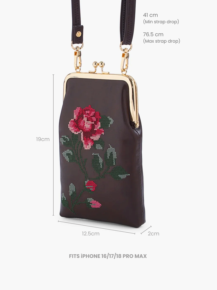 Udhagai Queen Cross Stitched Mobile Sling - Brown