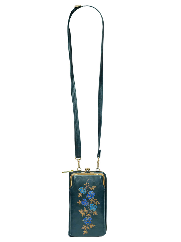Zarnoor Gul Hand Embroidered Mobile Sling - Blue