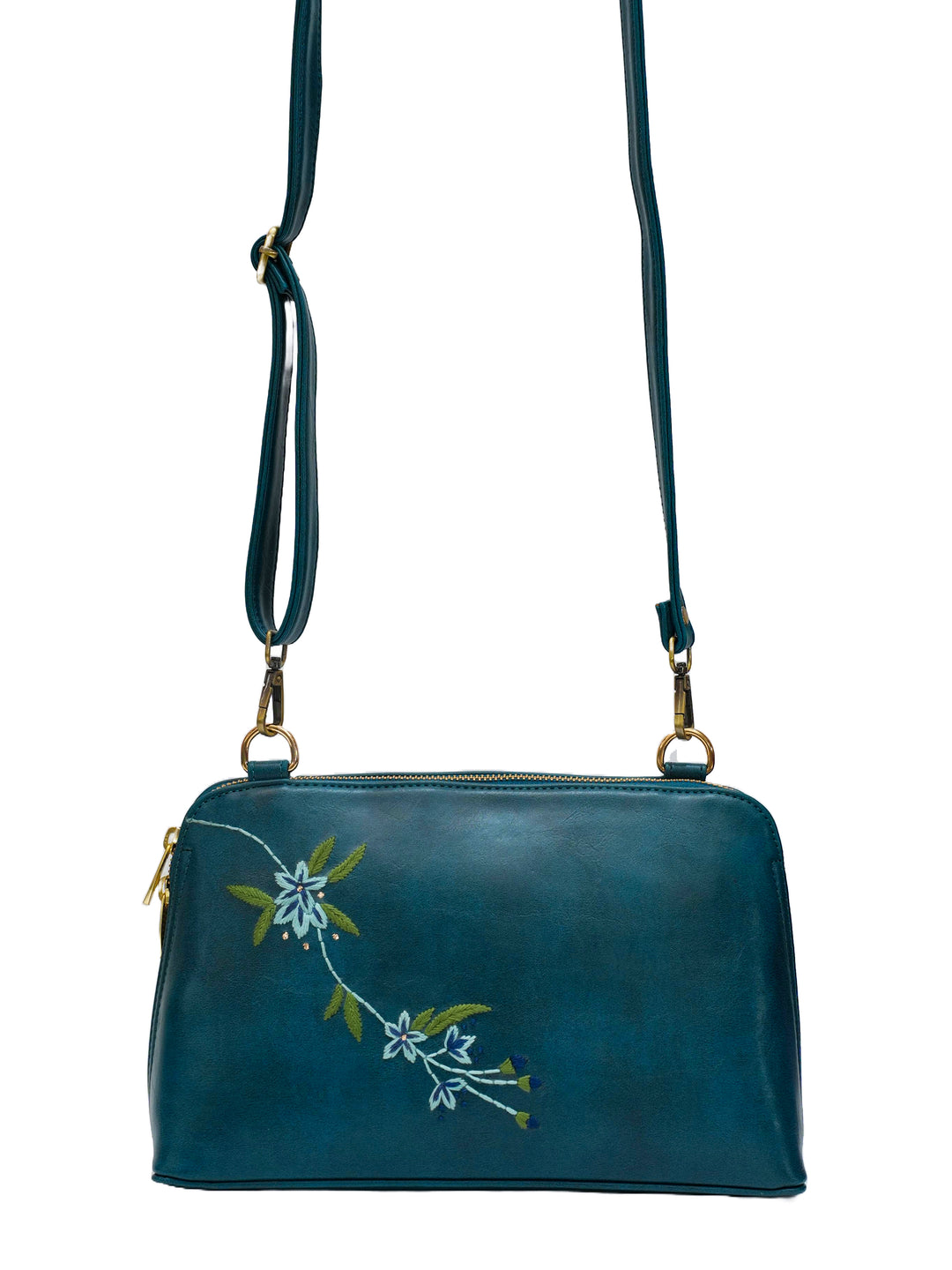Drifting Bloom Hand Embroidered Lodhi Sling - Blue