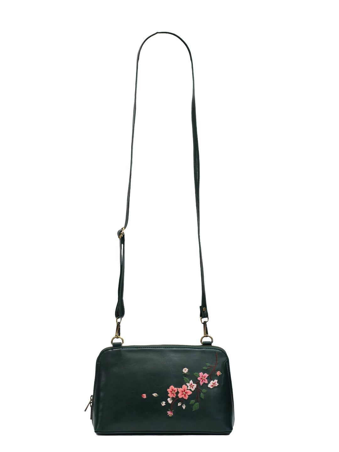 Misty Petals Hand Embroidered Lodhi Sling - Green