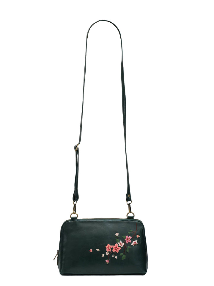 Misty Petals Hand Embroidered Lodhi Sling - Green