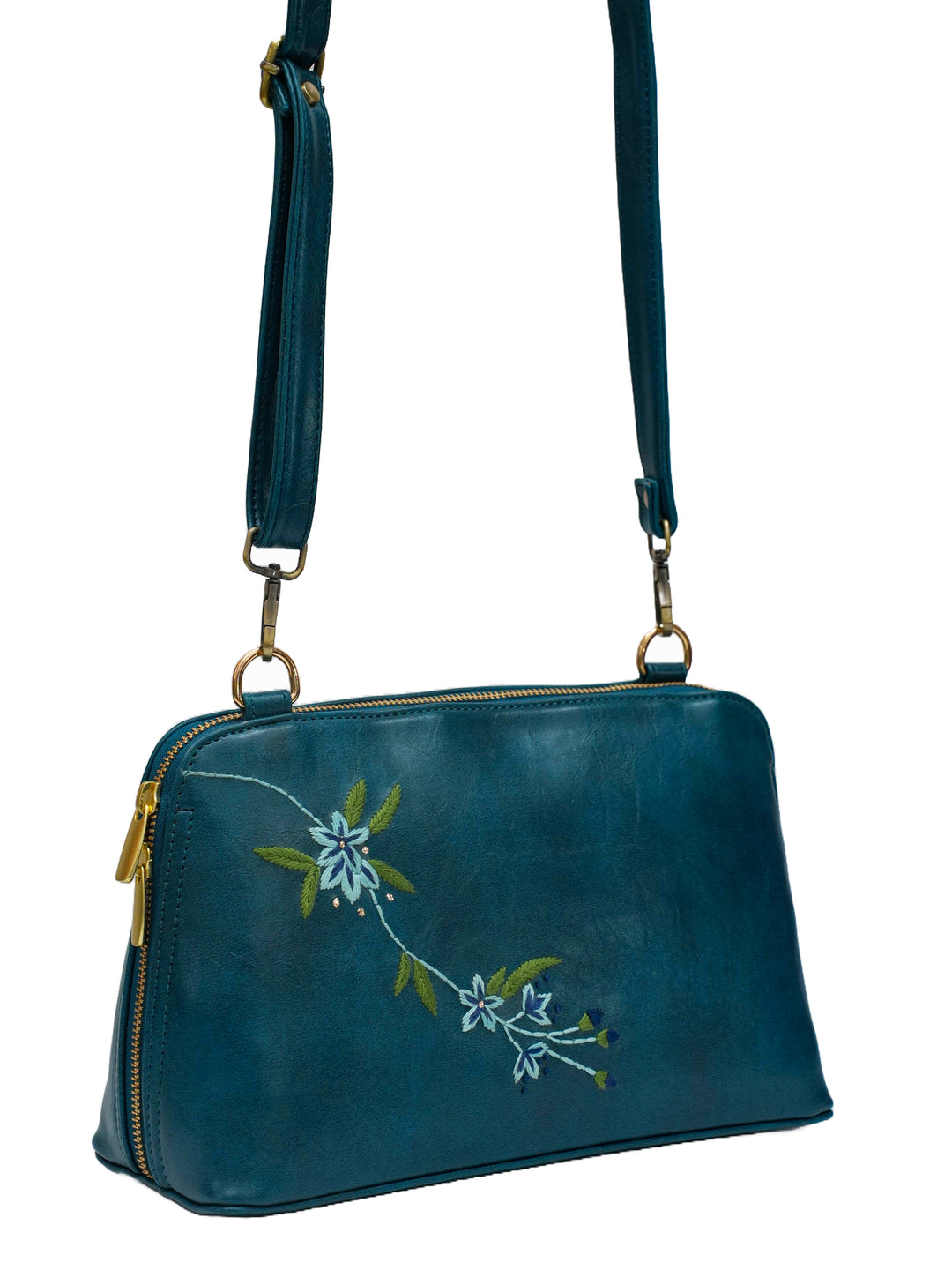 Drifting Bloom Hand Embroidered Lodhi Sling - Blue