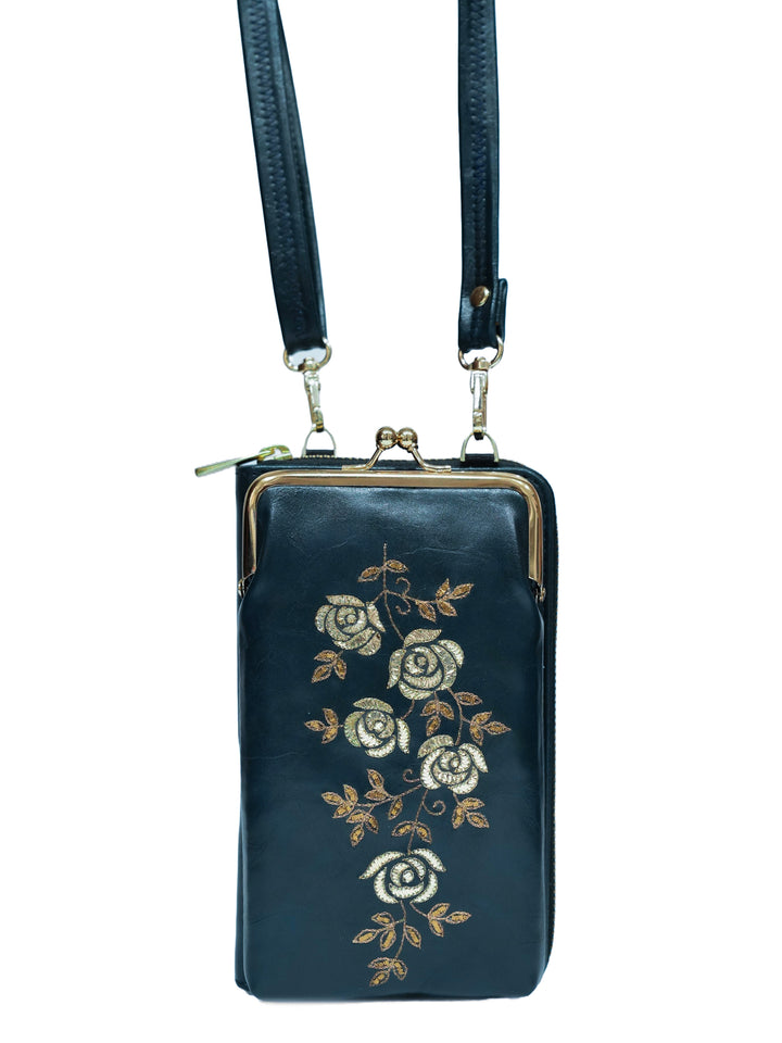 Zarin Gul Hand Embroidered Mobile Sling - Blue