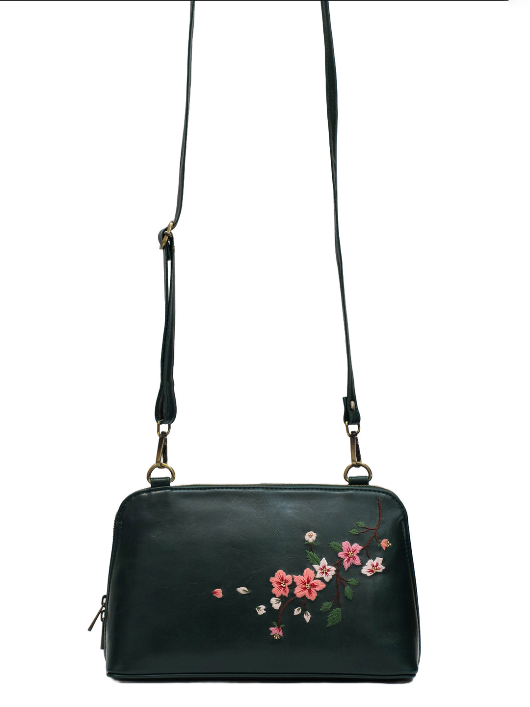 Misty Petals Hand Embroidered Lodhi Sling - Green