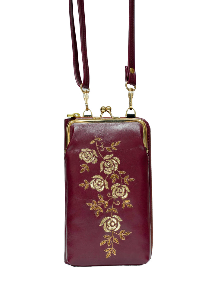Zarin Gul Hand Embroidered Mobile Sling - Maroon